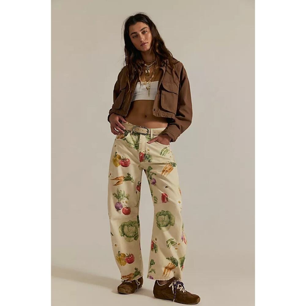 Free People We The Free Sold Out Garden Vegetable Good Luck Barrel Jeans 25